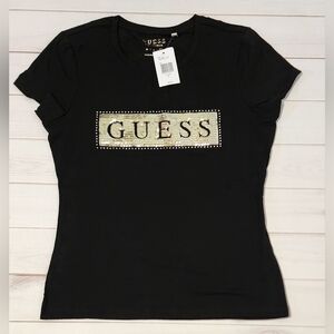 Guess Women's Steel Sequin and Rhinestone Tee XL New With Tags